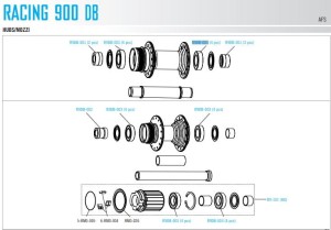 Łożysko piasty Fulcrum Racing 800DB/900DB E-Racing 900  Rapid Red 900 oraz bębenka w systemie HG - 33mm
