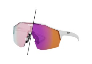 Okulary rowerowe Koo Alibi roz. M białe matowe / fuksjowe fotochromowe lustrzane soczewki